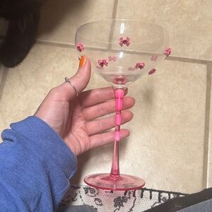 Pink Floral Wine Glass